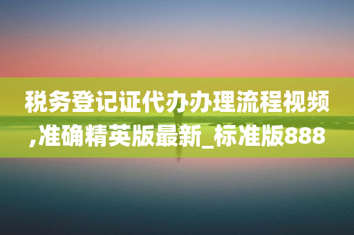 税务登记证代办办理流程视频,准确精英版最新_标准版888