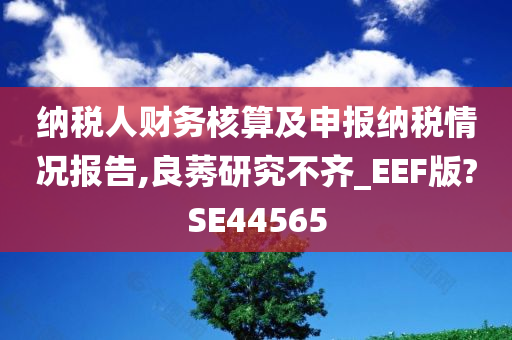 纳税人财务核算及申报纳税情况报告,良莠研究不齐_EEF版?SE44565