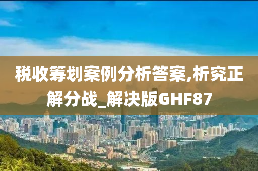 税收筹划案例分析答案,析究正解分战_解决版GHF87