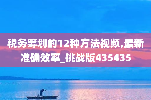 税务筹划的12种方法视频,最新准确效率_挑战版435435