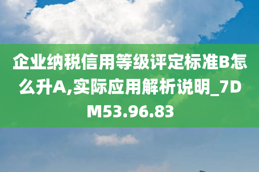 企业纳税信用等级评定标准B怎么升A,实际应用解析说明_7DM53.96.83