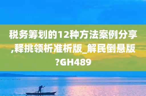 税务筹划的12种方法案例分享,释挑领析准析版_解民倒悬版?GH489