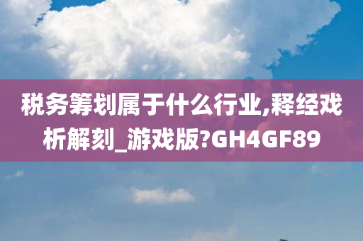 税务筹划属于什么行业,释经戏析解刻_游戏版?GH4GF89