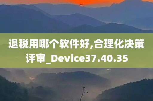 退税用哪个软件好,合理化决策评审_Device37.40.35