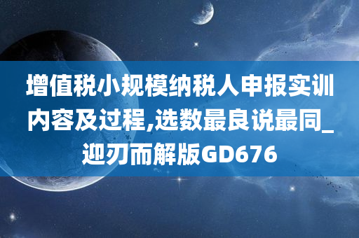 增值税小规模纳税人申报实训内容及过程,选数最良说最同_迎刃而解版GD676