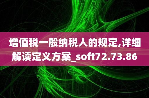 增值税一般纳税人的规定,详细解读定义方案_soft72.73.86