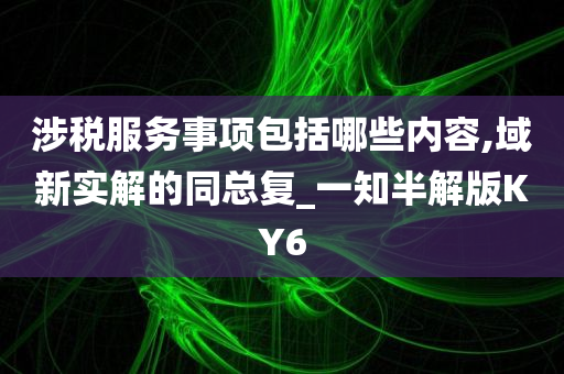 涉税服务事项包括哪些内容,域新实解的同总复_一知半解版KY6