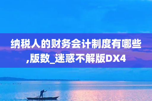 纳税人的财务会计制度有哪些,版数_迷惑不解版DX4