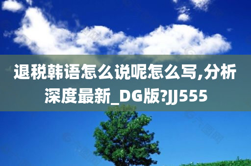 退税韩语怎么说呢怎么写,分析深度最新_DG版?JJ555