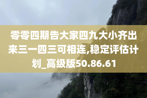 零零四期告大家四九大小齐出来三一四三可相连,稳定评估计划_高级版50.86.61