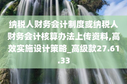 纳税人财务会计制度或纳税人财务会计核算办法上传资料,高效实施设计策略_高级款27.61.33