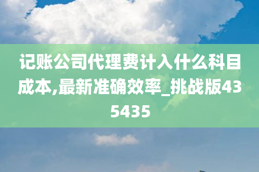 记账公司代理费计入什么科目成本,最新准确效率_挑战版435435