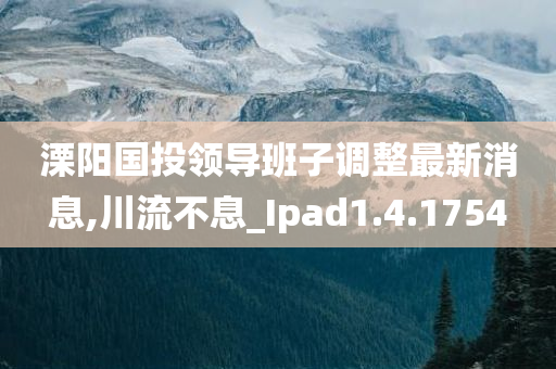 溧阳国投领导班子调整最新消息,川流不息_Ipad1.4.1754