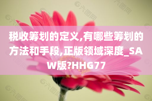 税收筹划的定义,有哪些筹划的方法和手段,正版领域深度_SAW版?HHG77