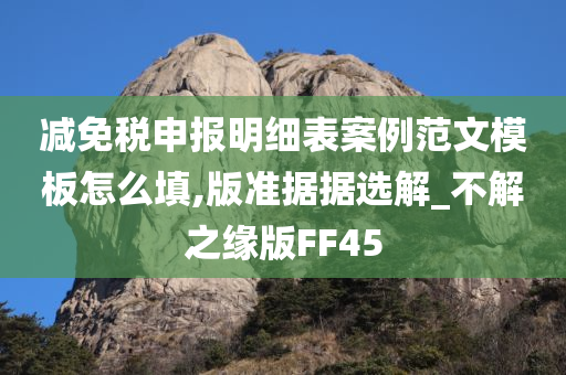 减免税申报明细表案例范文模板怎么填,版准据据选解_不解之缘版FF45