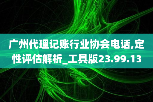 广州代理记账行业协会电话,定性评估解析_工具版23.99.13