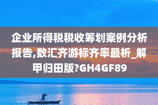 企业所得税税收筹划案例分析报告,数汇齐游标齐率最析_解甲归田版?GH4GF89