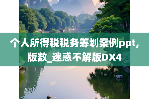 个人所得税税务筹划案例ppt,版数_迷惑不解版DX4