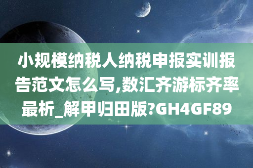 小规模纳税人纳税申报实训报告范文怎么写,数汇齐游标齐率最析_解甲归田版?GH4GF89