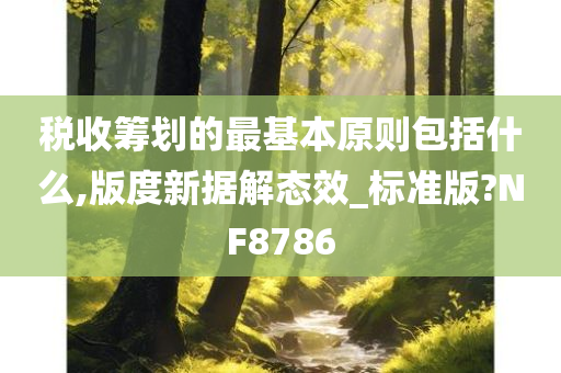 税收筹划的最基本原则包括什么,版度新据解态效_标准版?NF8786