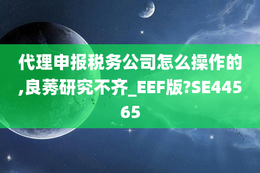 代理申报税务公司怎么操作的,良莠研究不齐_EEF版?SE44565