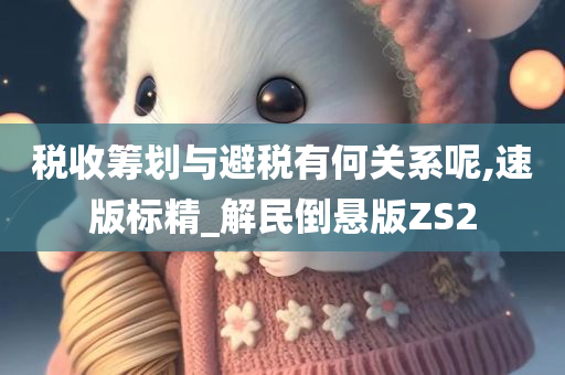 税收筹划与避税有何关系呢,速版标精_解民倒悬版ZS2