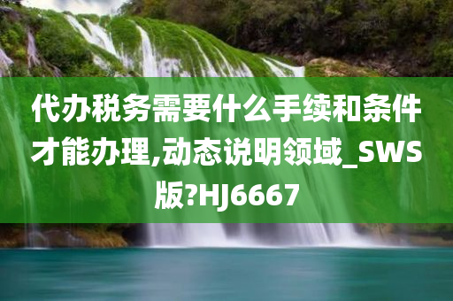 代办税务需要什么手续和条件才能办理,动态说明领域_SWS版?HJ6667