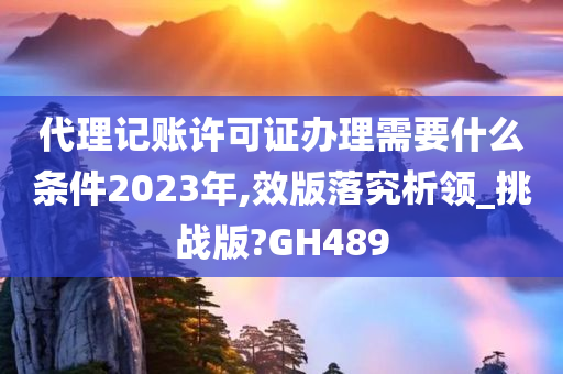 代理记账许可证办理需要什么条件2023年,效版落究析领_挑战版?GH489