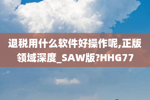 退税用什么软件好操作呢,正版领域深度_SAW版?HHG77