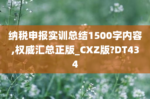 纳税申报实训总结1500字内容,权威汇总正版_CXZ版?DT434