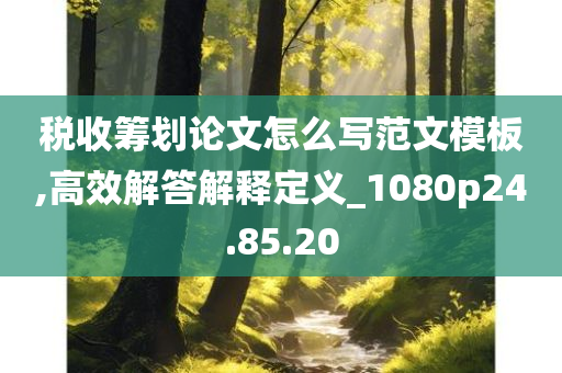 税收筹划论文怎么写范文模板,高效解答解释定义_1080p24.85.20