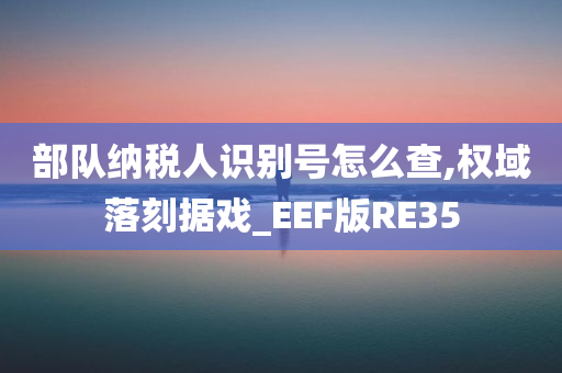 部队纳税人识别号怎么查,权域落刻据戏_EEF版RE35