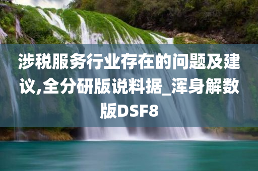 涉税服务行业存在的问题及建议,全分研版说料据_浑身解数版DSF8