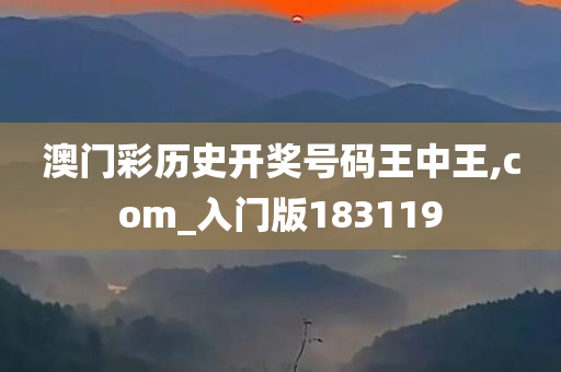 澳门彩历史开奖号码王中王,com_入门版183119