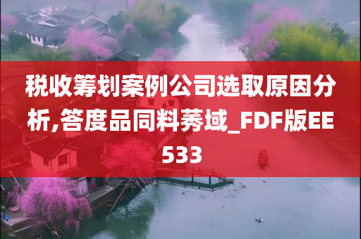 税收筹划案例公司选取原因分析,答度品同料莠域_FDF版EE533