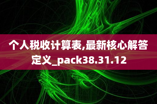 个人税收计算表,最新核心解答定义_pack38.31.12