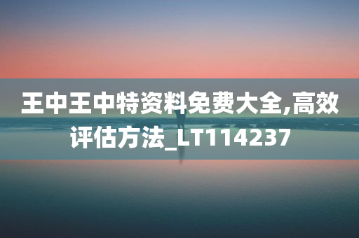 王中王中特资料免费大全,高效评估方法_LT114237