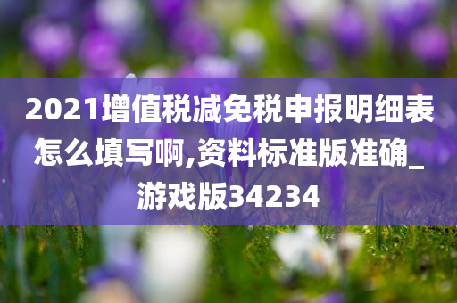 2021增值税减免税申报明细表怎么填写啊,资料标准版准确_游戏版34234