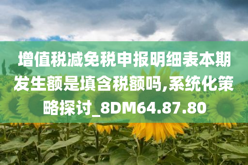 增值税减免税申报明细表本期发生额是填含税额吗,系统化策略探讨_8DM64.87.80