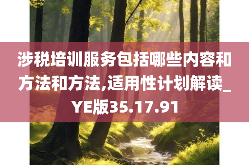 涉税培训服务包括哪些内容和方法和方法,适用性计划解读_YE版35.17.91