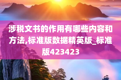 涉税文书的作用有哪些内容和方法,标准版数据精英版_标准版423423