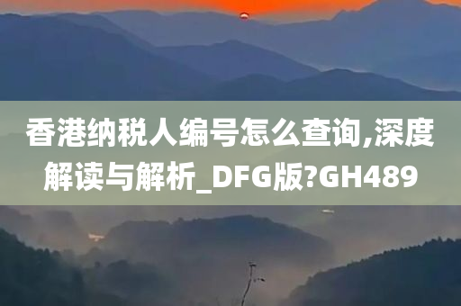 香港纳税人编号怎么查询,深度解读与解析_DFG版?GH489