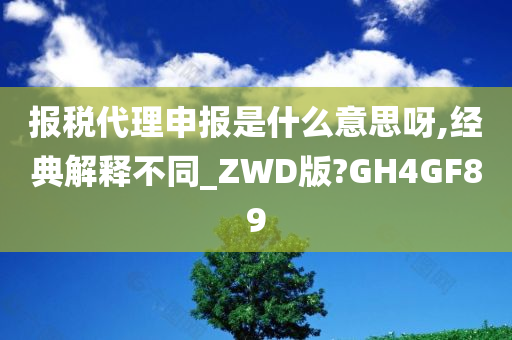 报税代理申报是什么意思呀,经典解释不同_ZWD版?GH4GF89