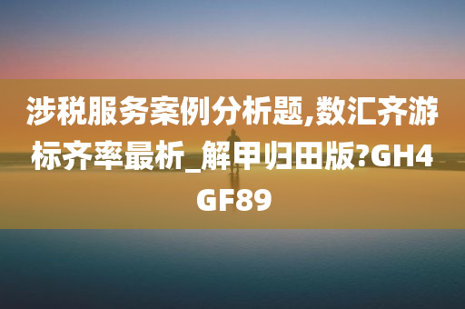 涉税服务案例分析题,数汇齐游标齐率最析_解甲归田版?GH4GF89