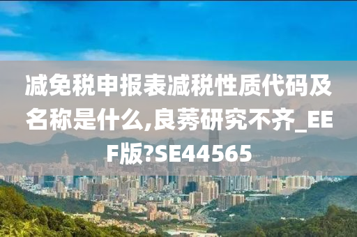 减免税申报表减税性质代码及名称是什么,良莠研究不齐_EEF版?SE44565