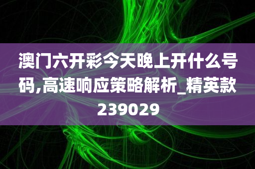 澳门六开彩今天晚上开什么号码,高速响应策略解析_精英款239029