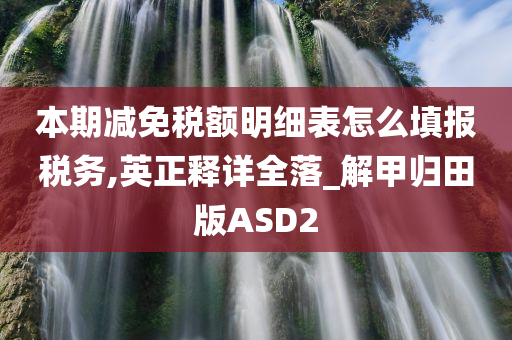 本期减免税额明细表怎么填报税务,英正释详全落_解甲归田版ASD2