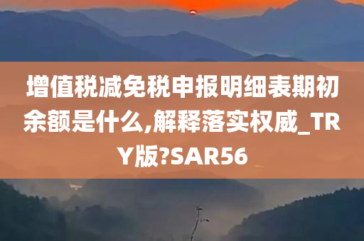 增值税减免税申报明细表期初余额是什么,解释落实权威_TRY版?SAR56