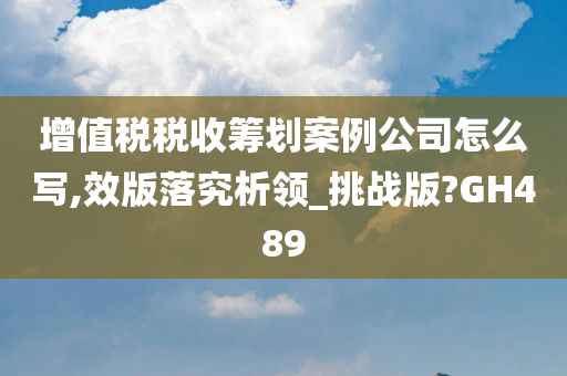 增值税税收筹划案例公司怎么写,效版落究析领_挑战版?GH489