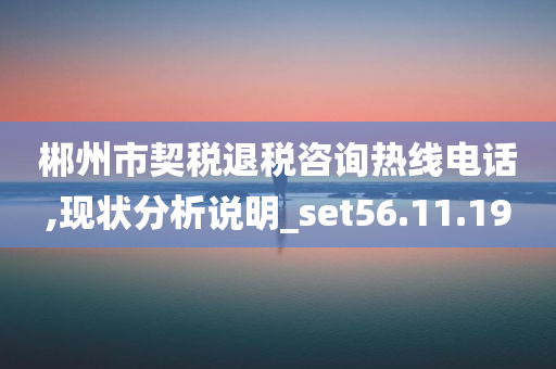 郴州市契税退税咨询热线电话,现状分析说明_set56.11.19